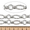 304 Stainless Steel Textured Oval with Flat Round Link Chains CHS-C017-01P-3