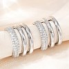 Brass Micro Pave Clear Cubic Zirconia Cuff Earrings EJEW-Z111-03P-01-3