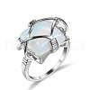 Brass & Opalite Finger Rings FS-WG78CCB-01-5