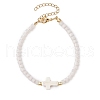 Natural White Jade Beads Link Bracelets for Women Men BJEW-JB11467-02-2
