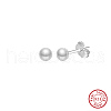 Round Natural Pearl Stud Earrings EJEW-G411-03B-P-1
