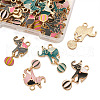 32Pcs 4 Colors Zinc Alloy Enamel Pendants ENAM-TA0001-25-11