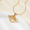Fashionable Brass Micro Pave Clear Cubic Zirconia Circle Arrow Pendant Necklaces HS4239-5