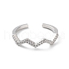 Wave Rack Plating Brass Micro Pave Clear Cubic Zirconia Open Rings RJEW-D020-06P-2