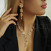 Ear of Wheat Alloy Crystal Rhinestone Pendant Necklaces & Stud Dangle Earrings Sets FS-WGD4E70-01-2