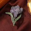 Tulip Alloy Rhinestone Brooches for Backpack Clothes JEWB-M069-02AG-01-1