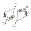 Alloy Bat Wing with Cross Dangle Earrings for Halloween EJEW-G349-01AS-3