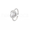 304 Stainless Steel Heart Open Cuff Ring for Women RJEW-S405-219P-3