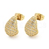 Brass Micro Pave Cubic Zirconia Ear Studs EJEW-P261-30G-1