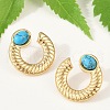 304 Stainless Steel Synthetic Turquoise Stud Earrings for Women EJEW-U046-14G-3
