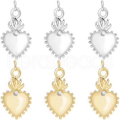 Beebeecraft 8Pcs 2 Colors Rack Plating Brass Micro Pave Cubic Zirconia Pendants KK-BBC0012-95-1
