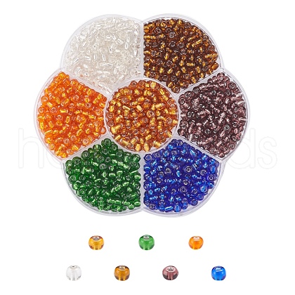 7 Colors Glass Round Seed Beads SEED-YW0001-24C-02-1