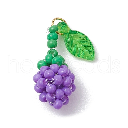 Glass Seed Beaded Rose Pendants PALLOY-MZ00627-03-1
