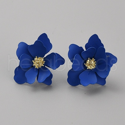 Alloy 3D Flower Stud Earrings EJEW-WH0016-08C-1