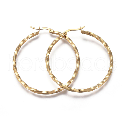 201 Stainless Steel Hoop Earrings EJEW-A054-06D-G-1