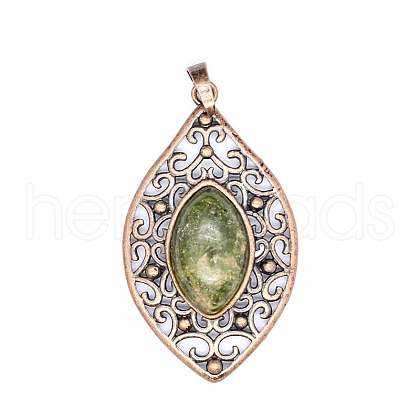 Retro Hollow Natural Unakite Pendants PW-WGEF371-03-1