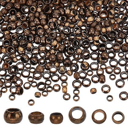 600Pcs 3 Styles Rondelle Brass Crimp Beads KK-LP0001-18-1
