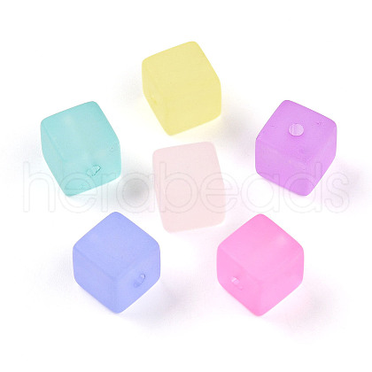 Frosted Transparent Acrylic Beads FACR-N006-03-1