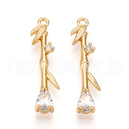 Brass Micro Pave Cubic Zirconia Pendants KK-N261-119A-G-1