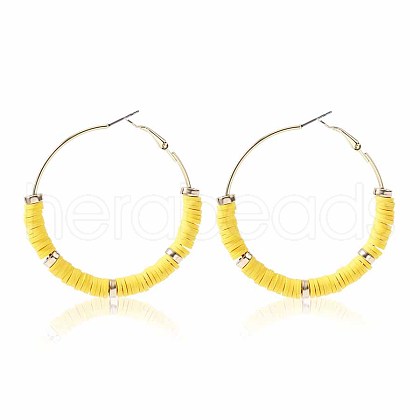 Bohemia Style Colorful Clay Beads Hoop Earrings JQ3310-13-1