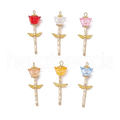Transparent Acrylic Beads with Glass Twisted Bugle Beads and Tibetan Style Alloy Beads and Alloy Bead Caps Pendants PALLOY-JF03615-1