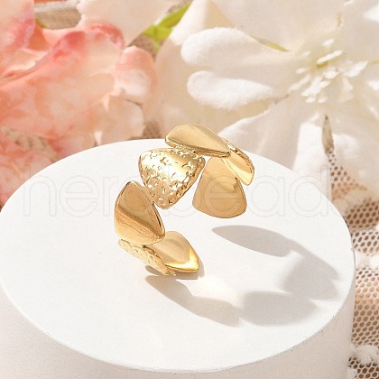 304 Stainless Steel Triangle Open Cuff Rings for Unisex RJEW-Q003-02G-1