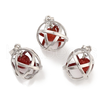 Natural Carnelian Round Ball Pendants G-Q163-05P-03-1