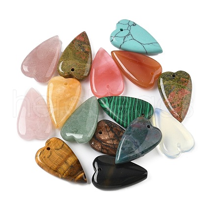 Natural & Synthetic Mixed Stone Heart Pendants G-M454-04-1
