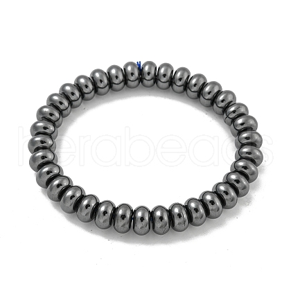 Rondelle Electroplated Synthetic Non-magnetic Hematite Beaded Stretch Bracelets for Women Men BJEW-K242-03-1