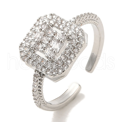 Brass Micro Pave Cubic Zirconia Rings for Women RJEW-E295-14P-1