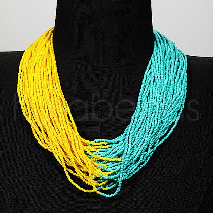 Plastic Beaded Multi-strand Necklaces ZG0249-2-1