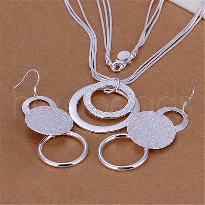 Brass Circle Pendant Necklaces & Dangle Earrings Sets FS-WG73AED-01-1