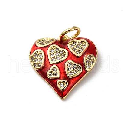 Brass Micro Pave Cubic Zirconia with Enamel Pendants KK-Q098-21G-A-1