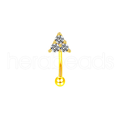 Triangle 304 Stainless Steel Pink Cubic Zirconia Eyebrow Curved Barbell Rings WG9A661-08-1