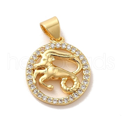 Zodiac Theme Brass Micro Pave Cubic Zirconia Pendants KK-M273-05C-G-1