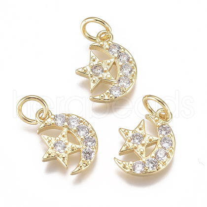 Brass Micro Pave Cubic Zirconia Charms X-ZIRC-F111-20G-1