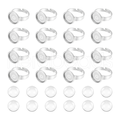 Unicraftale DIY Blank Dome 304 Stainless Steel Adjustable Ring Making Kit DIY-UN0055-78-1