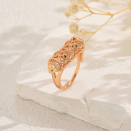 Brass Pave Cubic Zirconia Geometric Finger Rings for Women OE9222-1-1
