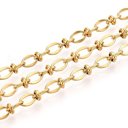 304 Stainless Steel Textured Oval Link Chains CHS-N005-06G-G-1