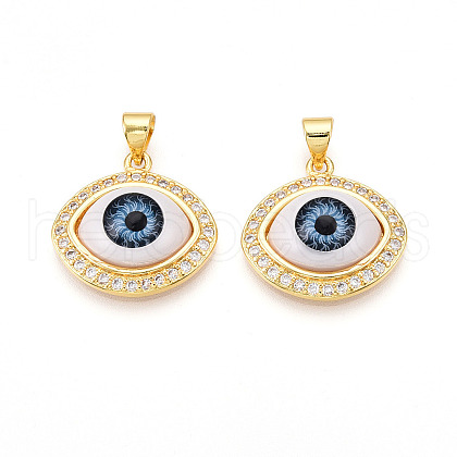 Brass Micro Pave Cubic Zirconia Pendants for Women KK-T070-103A-1