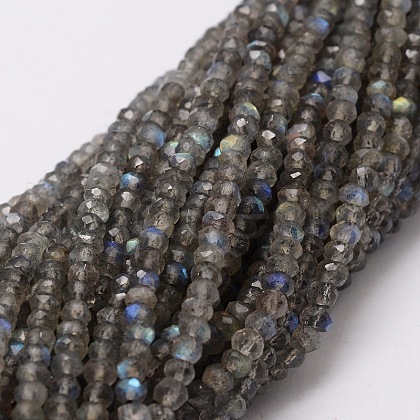 Faceted Rondelle Natural Labradorite Bead Strands G-M298-25-1