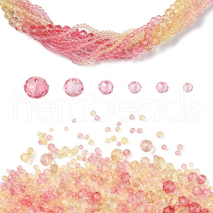 6 Styles Gradient Color Transparent Painted Glass Beads Strands DGLA-YW0001-28I-1