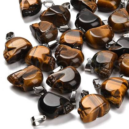 Natural Tiger Eye Pendants G-Z067-02P-13-1