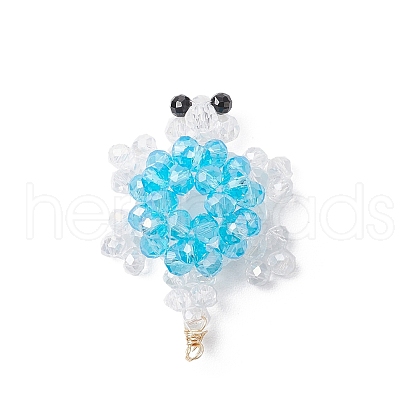 3D Electroplate Glass Seed Beaded Tortoise Pendants PALLOY-MZ00674-05-1