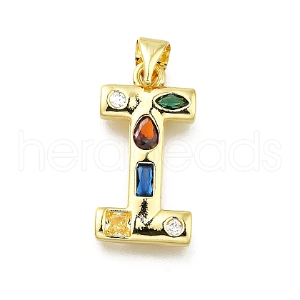 Brass Micro Pave Clear Cubic Zirconia Pendants KK-G521-01G-I-01-1