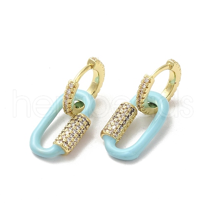 Oval Real 18K Gold Plated Brass Dangle Hoop Earrings EJEW-L268-039G-01-1