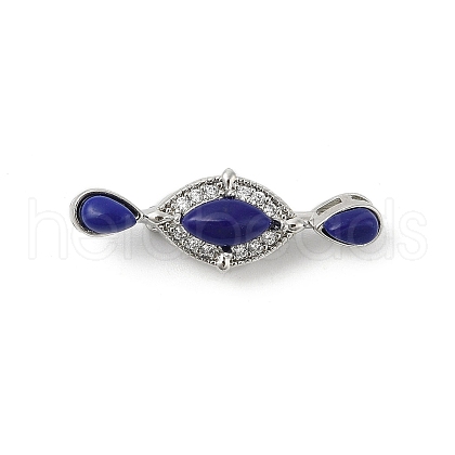 Brass Micro Pave Cubic Zirconia & Optimized Lapis Box Clasps KK-P291-47P-1
