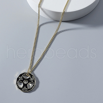 Fitness Barbell Alloy Black Enamel Pendant Necklaces for Men FS-WG955E3-02-1