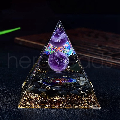 Natural Amethyst Orgone Stone Pyramid PW-WG8ED82-10-1