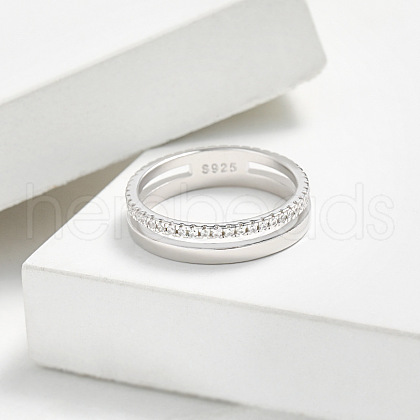 Simple Style 925 Sterling Silver Micro Pave Clear Cubic Zirconia Finger Rings WG5B003-03-1